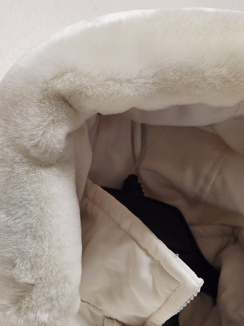💐NEW Centigrade Goose Down Jacket Womens M Cream Faux Fur Longline Y2K Winter - Picture 8 of 16